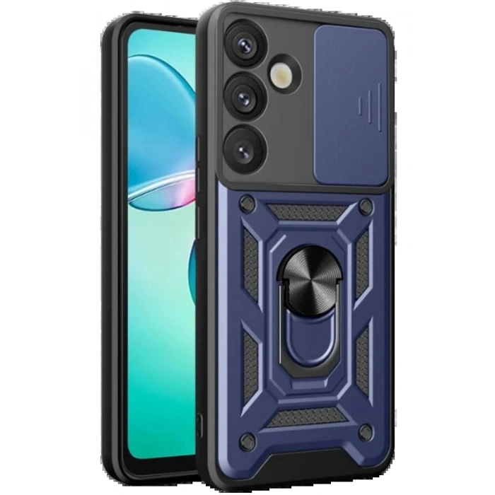 Newface Samsung Galaxy S25 Plus Kılıf Pars Lens Yüzüklü Silikon - Lacivert