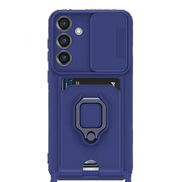 Newface Samsung Galaxy S25 Plus Kılıf Zuma Kartvizitli Yüzüklü Silikon - Lacivert