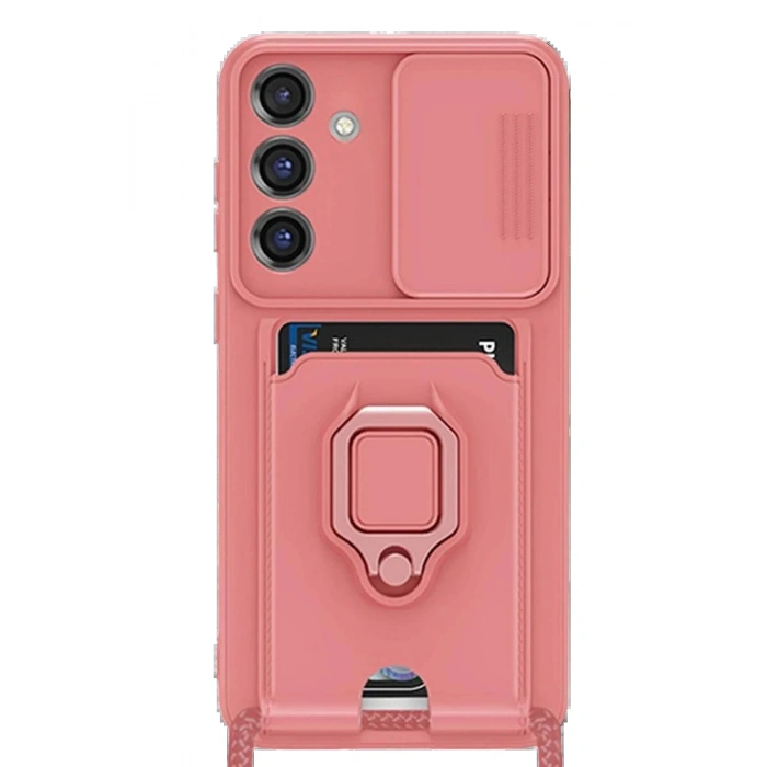 Newface Samsung Galaxy S25 Plus Kılıf Zuma Kartvizitli Yüzüklü Silikon - Pembe