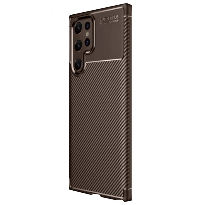 Newface Samsung Galaxy S25 Ultra Kılıf Auto Focus Karbon Kapak - Kahverengi