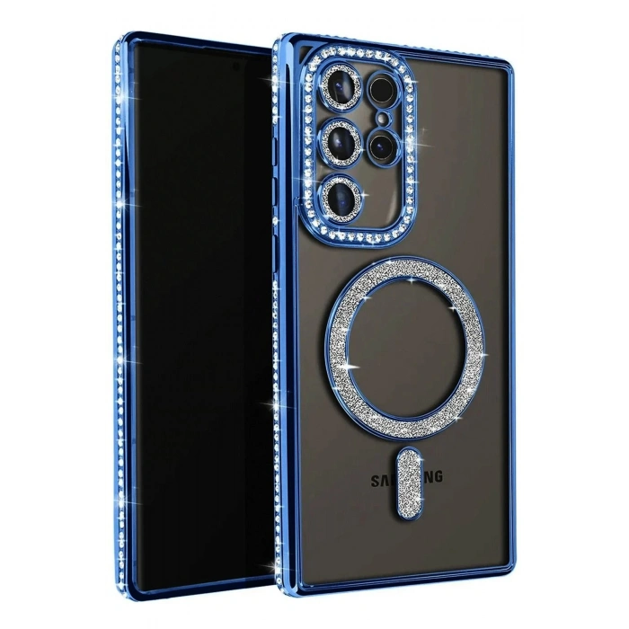 Newface Samsung Galaxy S25 Ultra Kılıf Joke Simli Magneticsafe Kılıf - Lacivert