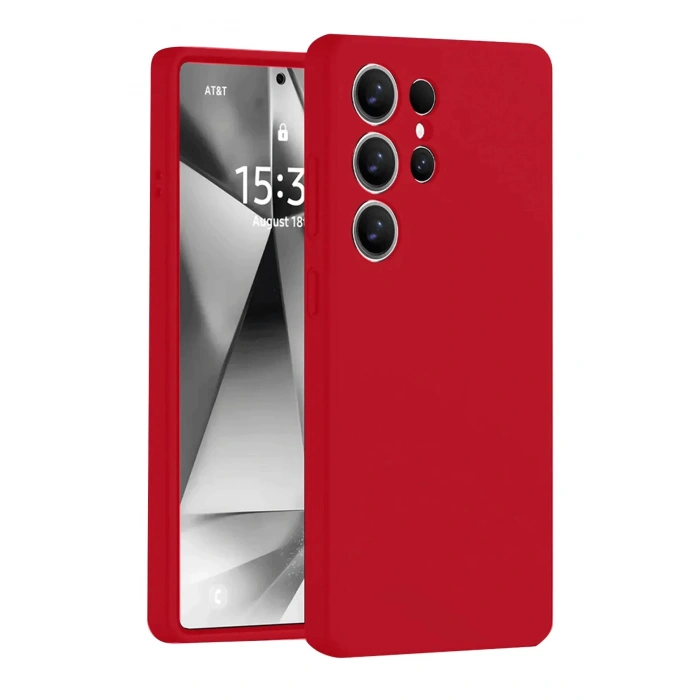 Newface Samsung Galaxy S25 Ultra Kılıf Nano içi Kadife Silikon - Kırmızı