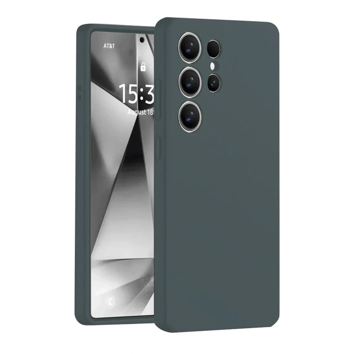 Newface Samsung Galaxy S25 Ultra Kılıf Nano içi Kadife Silikon - Koyu Yeşil