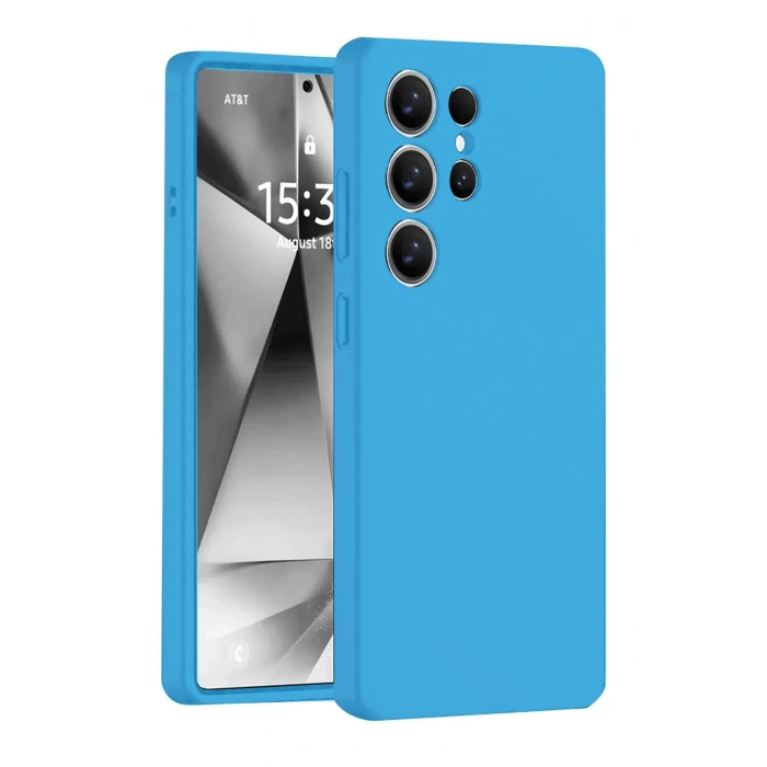 Newface Samsung Galaxy S25 Ultra Kılıf Nano içi Kadife Silikon - Mavi