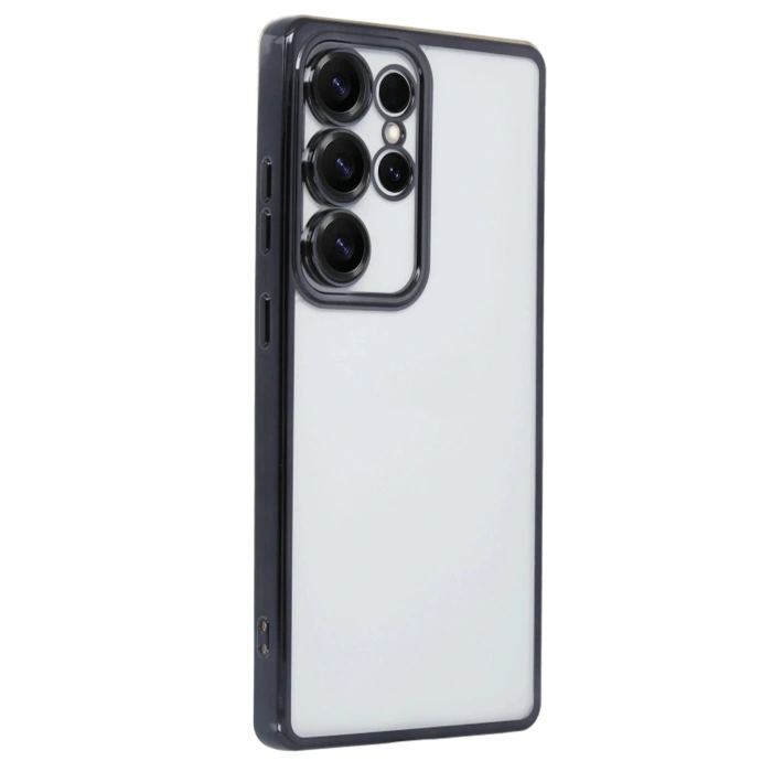 Newface Samsung Galaxy S25 Ultra Kılıf Razer Lensli Silikon - Siyah