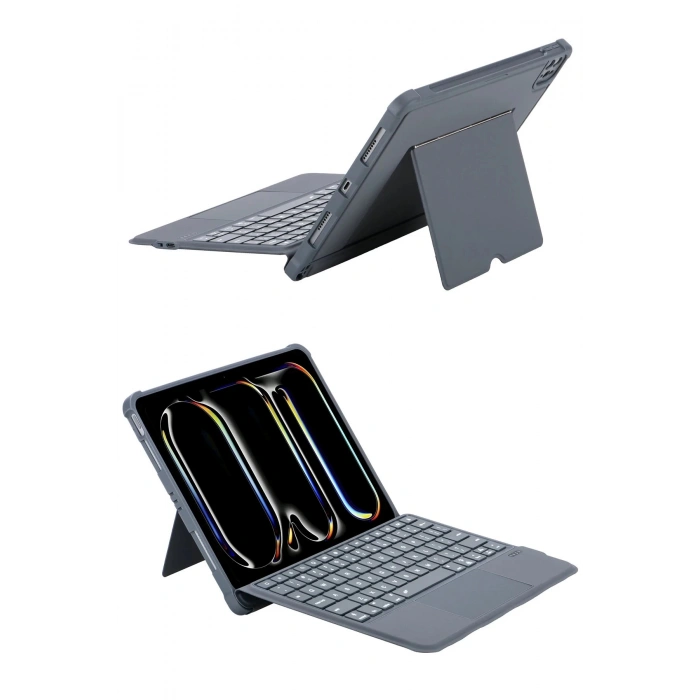 Newface T5510D iPad Pro 13 (2024) Kılıf Palermo Ledli Klavyeli Standlı Tablet Kılıfı - Siyah