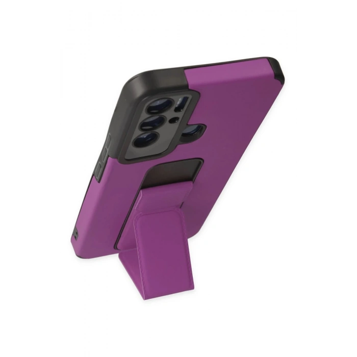 Newface Tecno Pova Neo Kılıf Mega Standlı Silikon - Mor