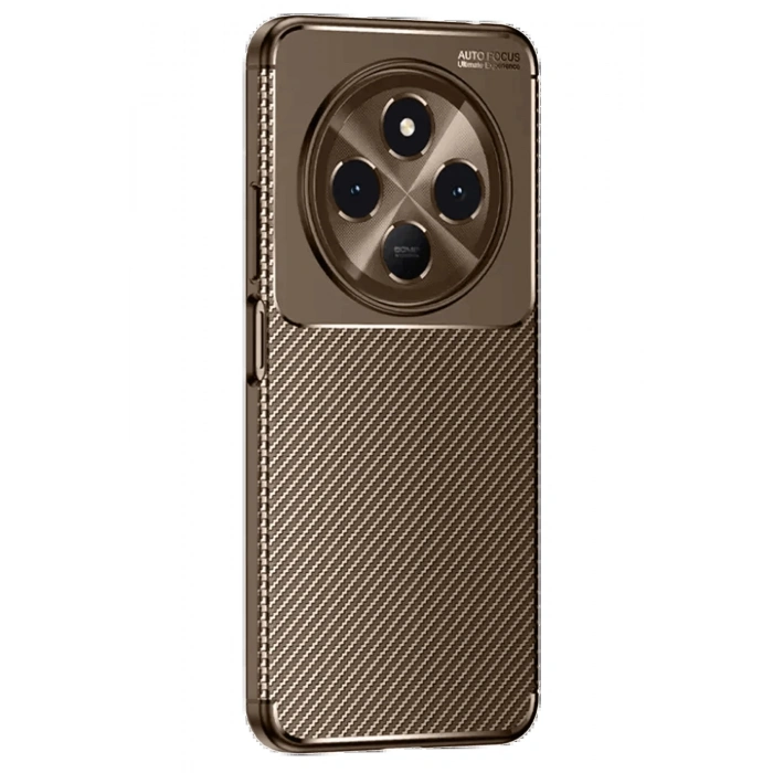 Newface Tecno Spark 30 Kılıf Auto Focus Karbon Kapak - Kahverengi