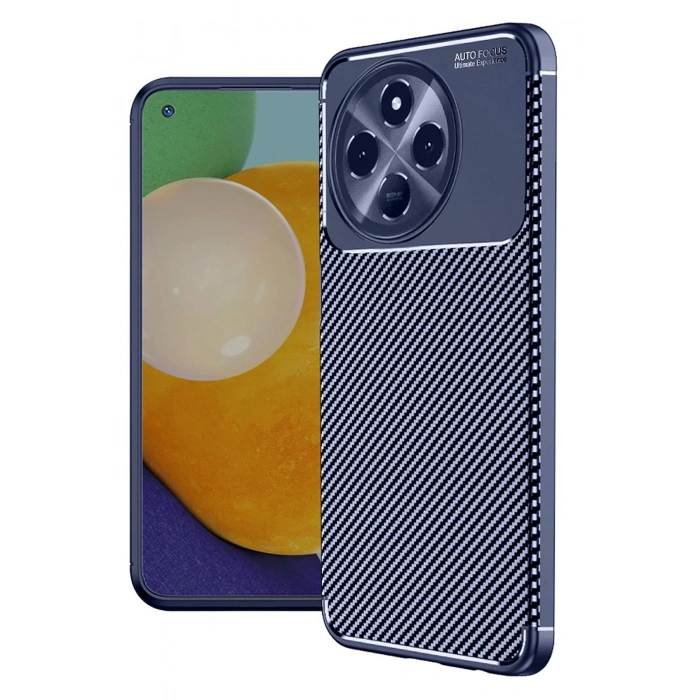 Newface Tecno Spark 30 Pro Kılıf Auto Focus Karbon Kapak - Lacivert