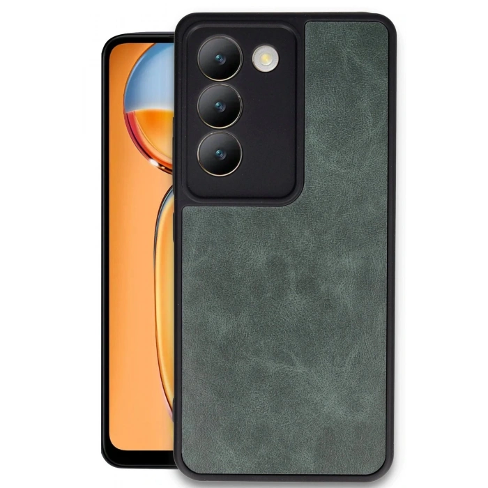 Newface Vivo V30 Lite 4G Kılıf Aras Deri Kapak - Koyu Yeşil