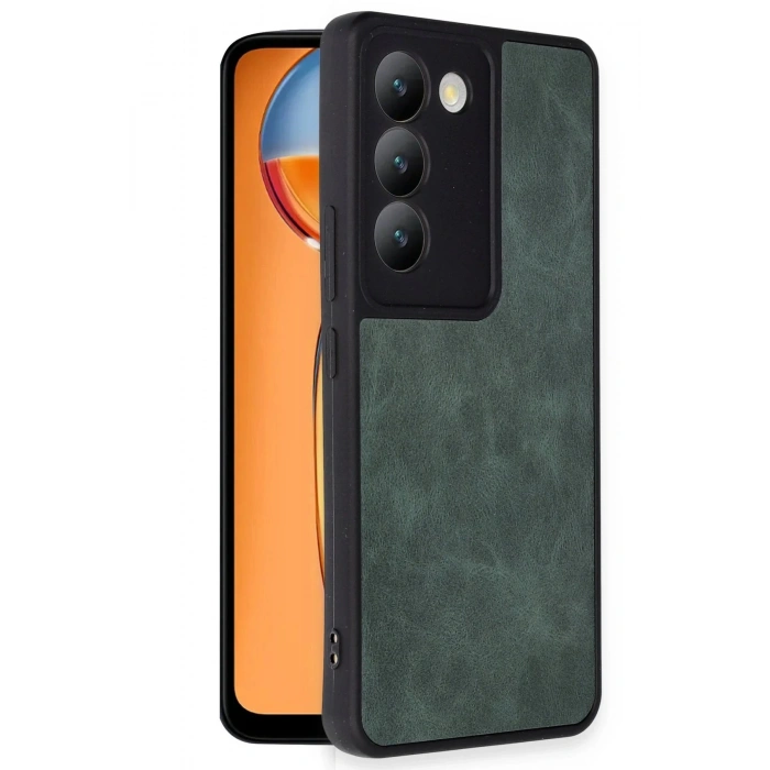 Newface Vivo V30 Lite 4G Kılıf Aras Deri Kapak - Koyu Yeşil