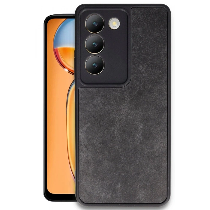 Newface Vivo V30 Lite 4G Kılıf Aras Deri Kapak - Siyah