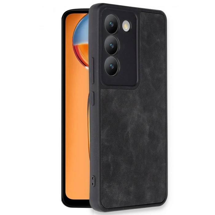 Newface Vivo V30 Lite 4G Kılıf Aras Deri Kapak - Siyah