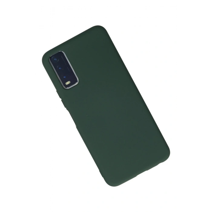 Newface Vivo Y11S Kılıf Nano içi Kadife Silikon - Koyu Yeşil