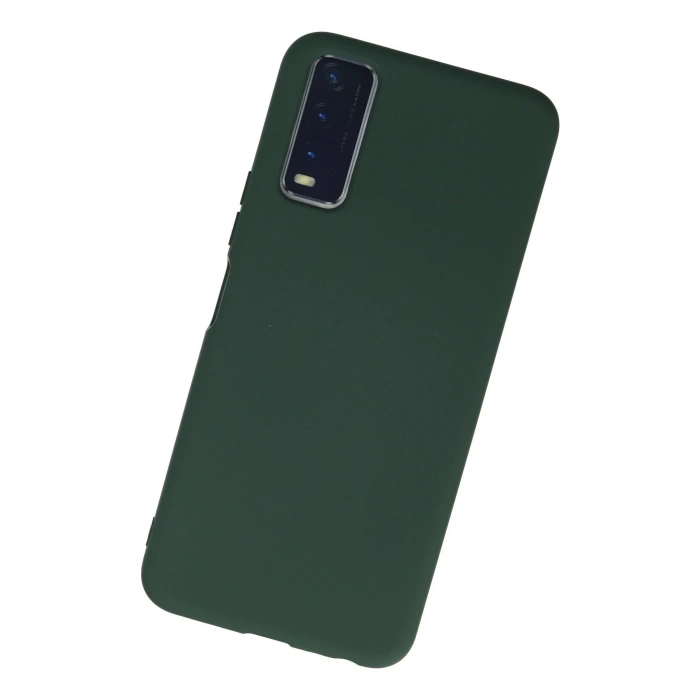 Newface Vivo Y11S Kılıf Nano içi Kadife Silikon - Koyu Yeşil