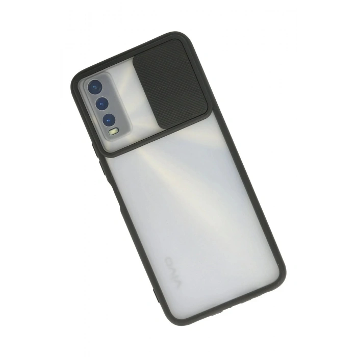 Newface Vivo Y11S Kılıf Palm Buzlu Kamera Sürgülü Silikon - Siyah