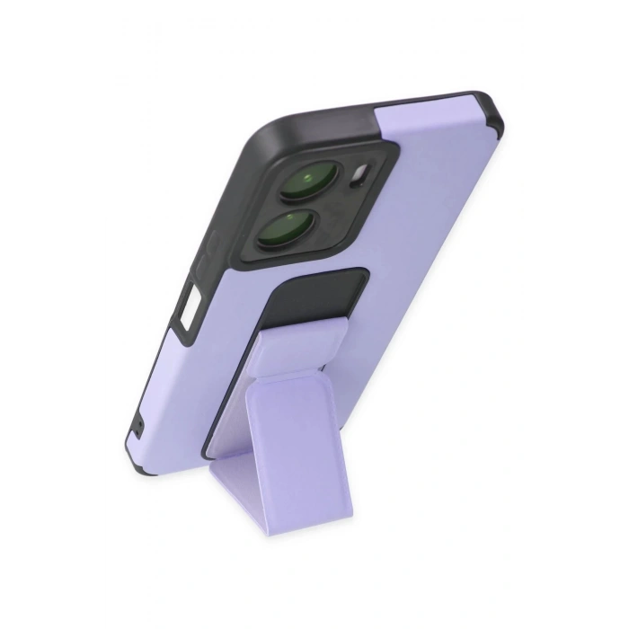 Newface Vivo Y16 Kılıf Mega Standlı Silikon - Lila
