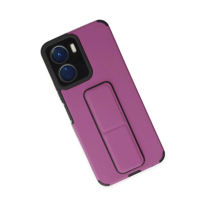 Newface Vivo Y16 Kılıf Mega Standlı Silikon - Mor