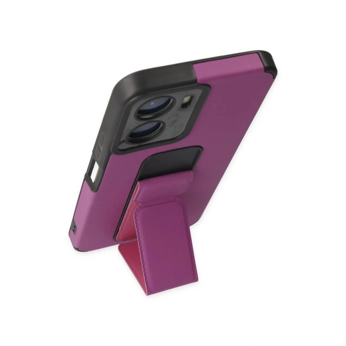 Newface Vivo Y16 Kılıf Mega Standlı Silikon - Mor