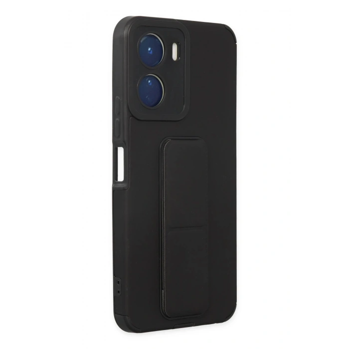 Newface Vivo Y16 Kılıf Mega Standlı Silikon - Siyah