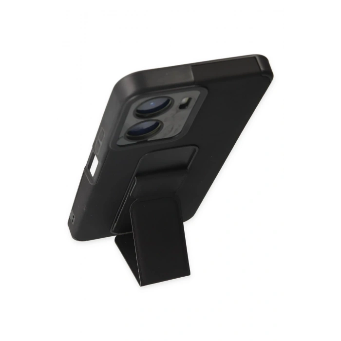 Newface Vivo Y16 Kılıf Mega Standlı Silikon - Siyah