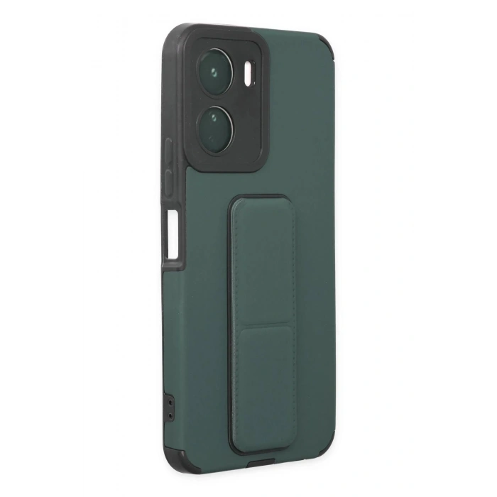 Newface Vivo Y16 Kılıf Mega Standlı Silikon - Yeşil