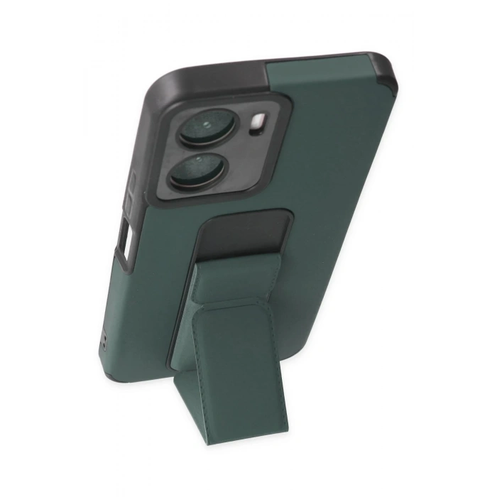 Newface Vivo Y16 Kılıf Mega Standlı Silikon - Yeşil