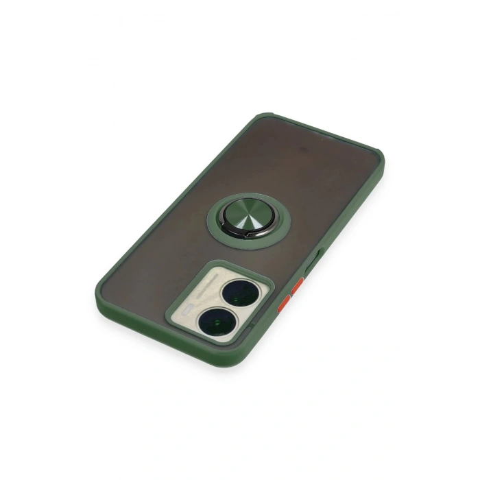 Newface Vivo Y16 Kılıf Montreal Yüzüklü Silikon Kapak - Yeşil