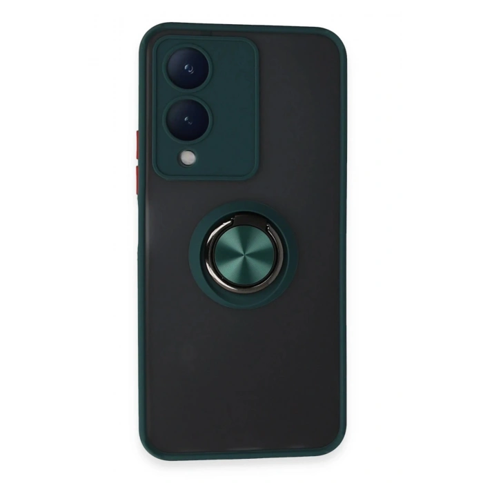 Newface Vivo Y17S Kılıf Montreal Yüzüklü Silikon Kapak - Yeşil
