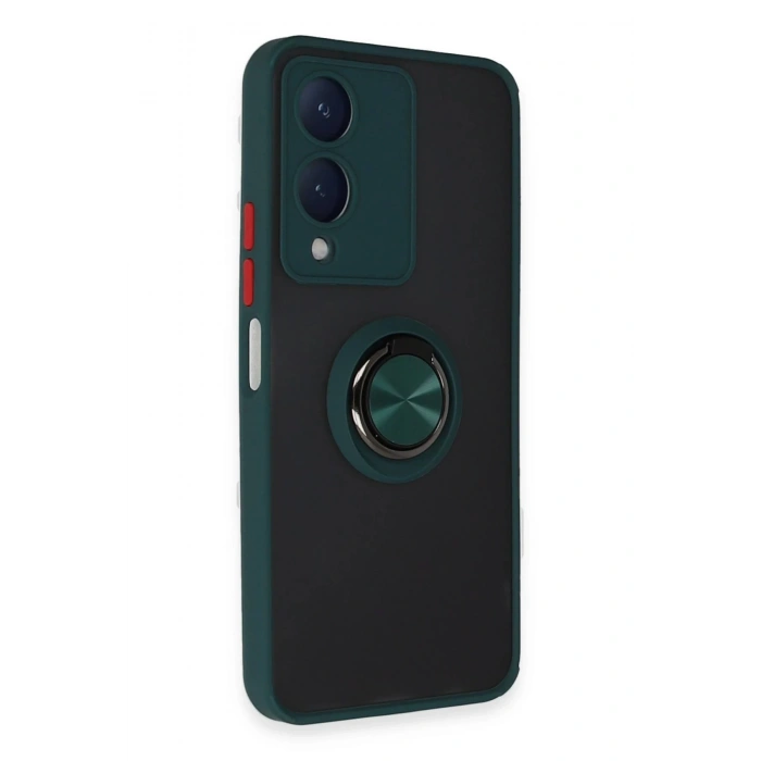 Newface Vivo Y17S Kılıf Montreal Yüzüklü Silikon Kapak - Yeşil