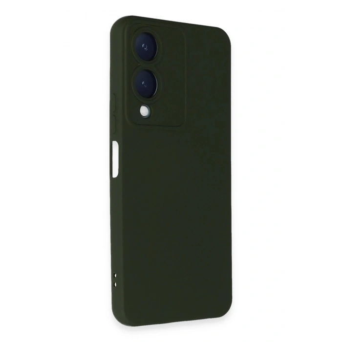 Newface Vivo Y17S Kılıf Nano içi Kadife Silikon - Koyu Yeşil