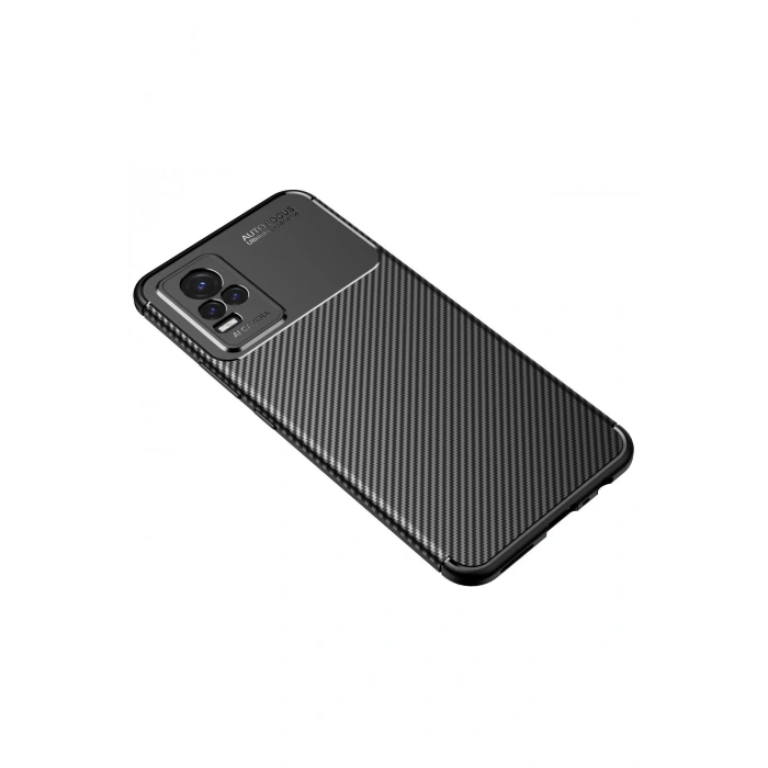 Newface Vivo Y21S Kılıf Auto Focus Karbon Kapak - Siyah