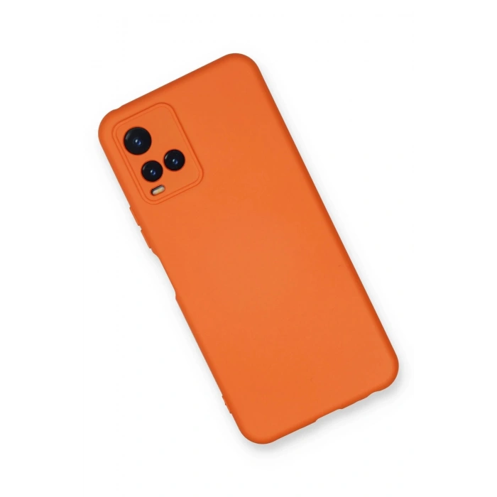 Newface Vivo Y21S Kılıf Nano içi Kadife Silikon - Turuncu