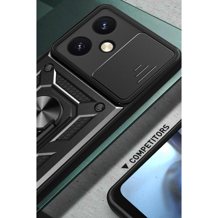 Newface Vivo Y27 Kılıf Pars Lens Yüzüklü Silikon - Lacivert