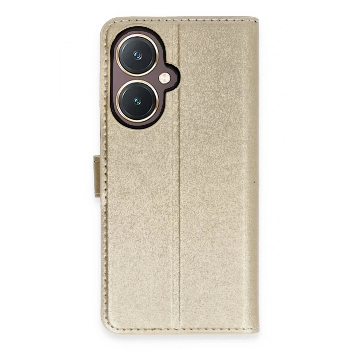 Newface Vivo Y27 Kılıf Trend S Plus Kapaklı Kılıf - Gold