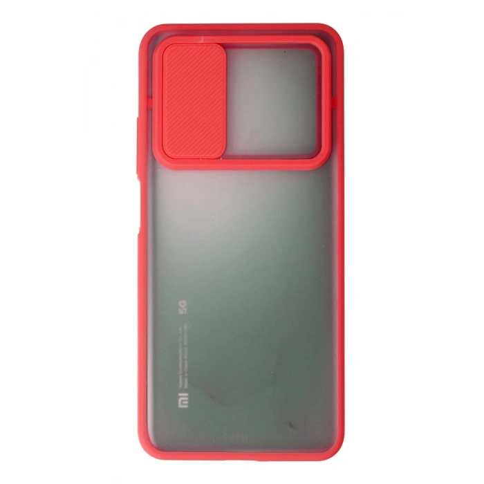 Newface Xiaomi Mi 10T Kılıf Palm Buzlu Kamera Sürgülü Silikon - Kırmızı