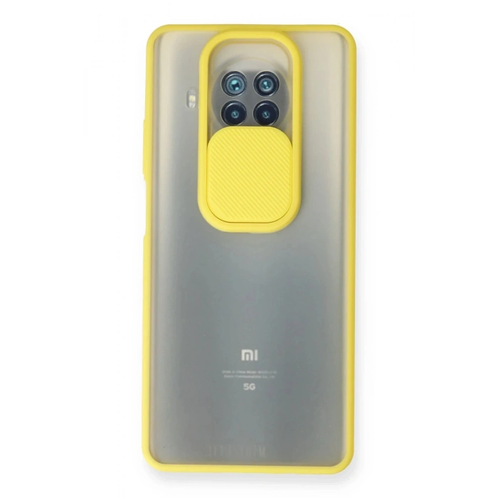 Newface Xiaomi Mi 10T Lite Kılıf Palm Buzlu Kamera Sürgülü Silikon - Sarı