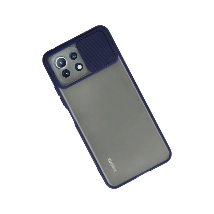 Newface Xiaomi Mİ 11 Lite Kılıf Palm Buzlu Kamera Sürgülü Silikon - Lacivert