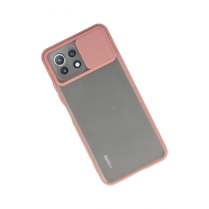Newface Xiaomi Mİ 11 Lite Kılıf Palm Buzlu Kamera Sürgülü Silikon - Pembe