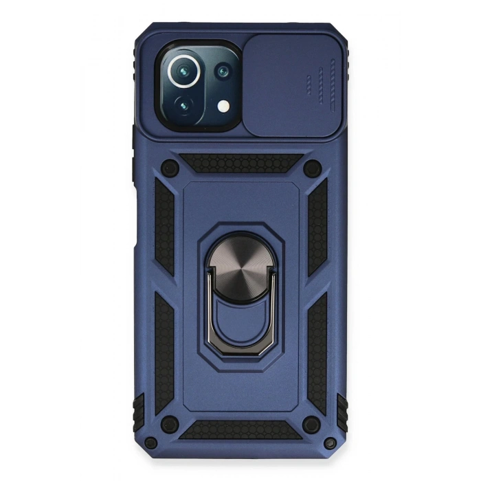 Newface Xiaomi Mİ 11 Lite Kılıf Pars Lens Yüzüklü Silikon - Lacivert