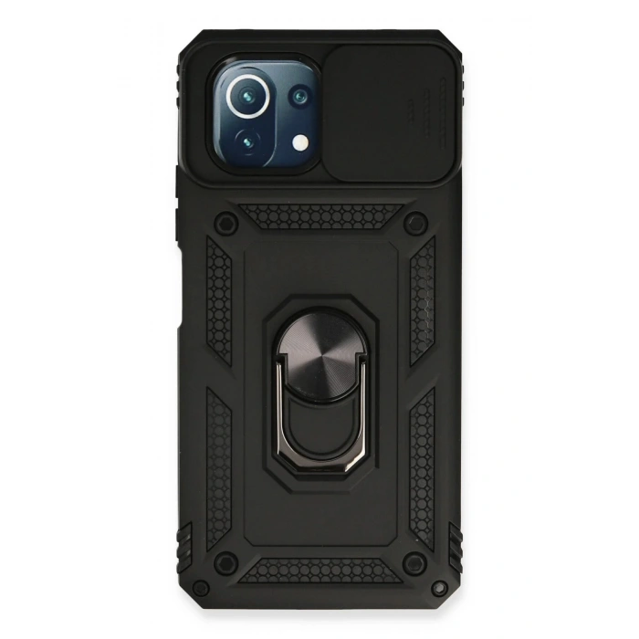 Newface Xiaomi Mİ 11 Lite Kılıf Pars Lens Yüzüklü Silikon - Siyah