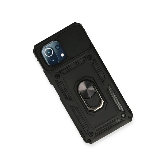 Newface Xiaomi Mİ 11 Lite Kılıf Pars Lens Yüzüklü Silikon - Siyah