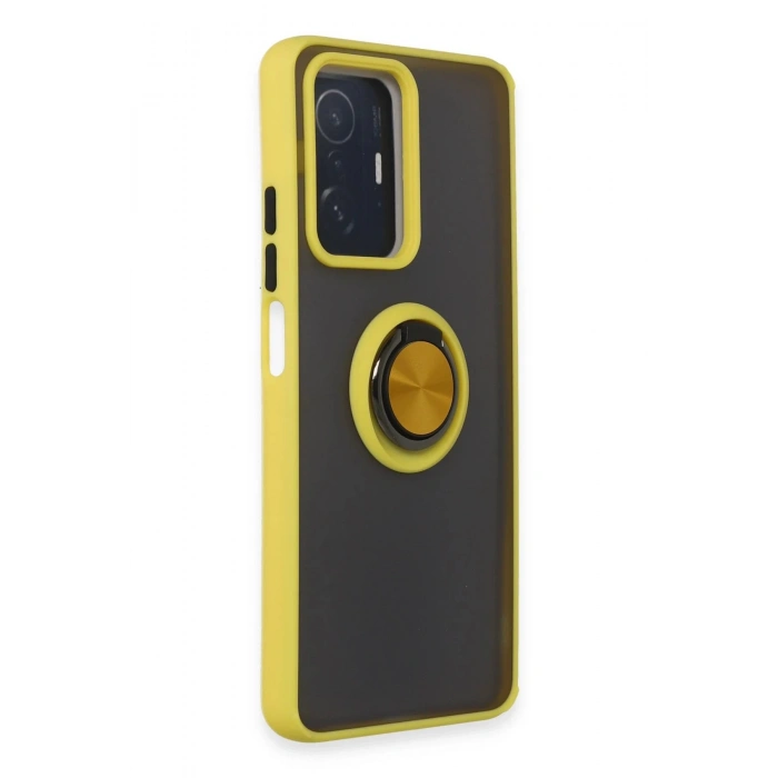 Newface Xiaomi Mi 11T Pro Kılıf Montreal Yüzüklü Silikon Kapak - Sarı