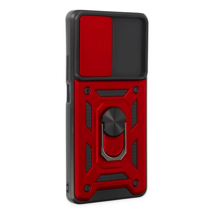 Newface Xiaomi Mi 11T Pro Kılıf Pars Lens Yüzüklü Silikon - Kırmızı