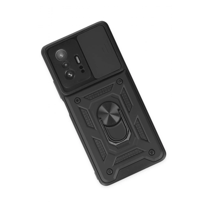 Newface Xiaomi Mi 11T Pro Kılıf Pars Lens Yüzüklü Silikon - Siyah