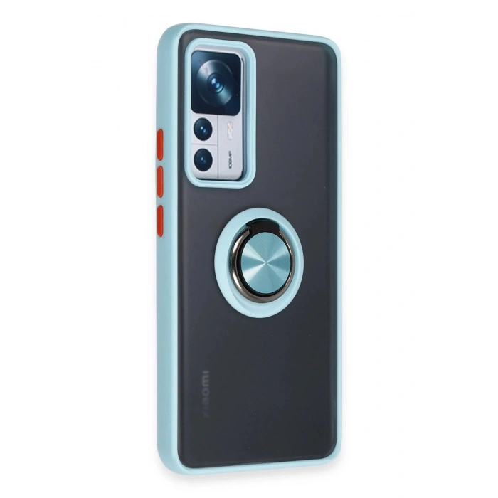 Newface Xiaomi Mi 12T Pro Kılıf Montreal Yüzüklü Silikon Kapak - Buz Mavi