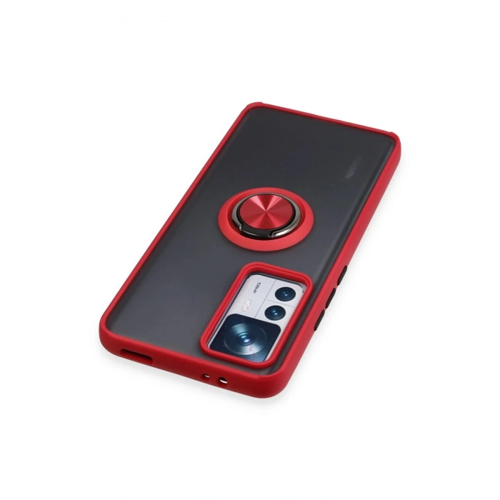 Newface Xiaomi Mi 12T Pro Kılıf Montreal Yüzüklü Silikon Kapak - Kırmızı
