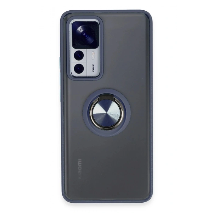 Newface Xiaomi Mi 12T Pro Kılıf Montreal Yüzüklü Silikon Kapak - Lacivert