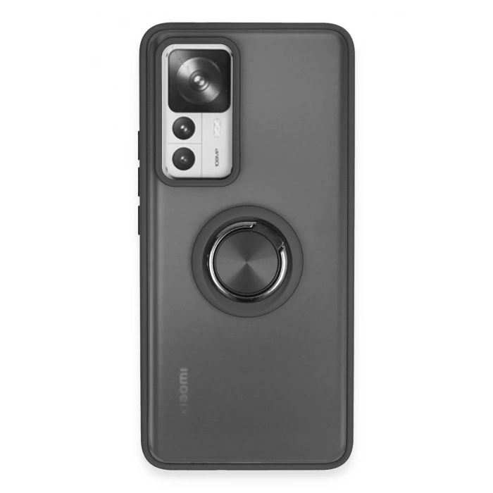 Newface Xiaomi Mi 12T Pro Kılıf Montreal Yüzüklü Silikon Kapak - Siyah