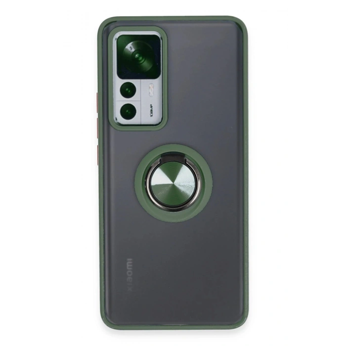 Newface Xiaomi Mi 12T Pro Kılıf Montreal Yüzüklü Silikon Kapak - Yeşil
